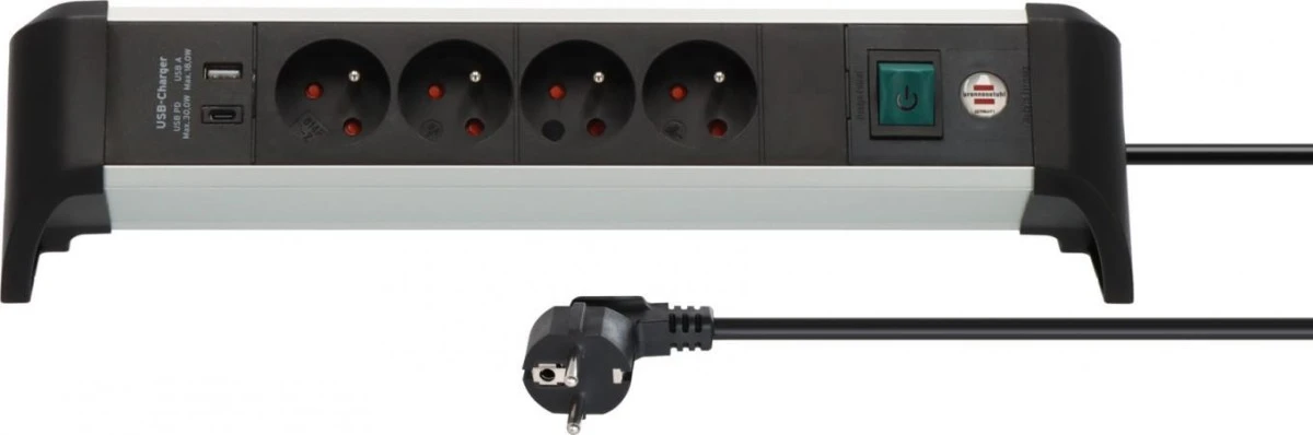 Listwa zasilająca Alu‑Office‑Line z 4 gniazdami i portami USB‑C PD 30W + USB‑A 18W 1391044430 - obrazek 1