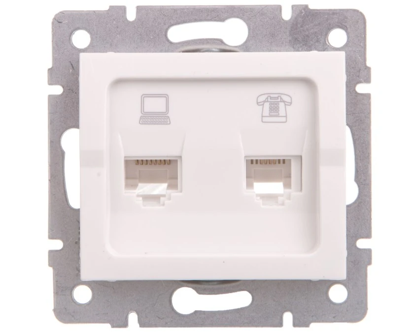 LOGI Gniazdo teleinformatyczne (RJ45 Cat 5e+RJ11) Biały 25112 - obrazek 1