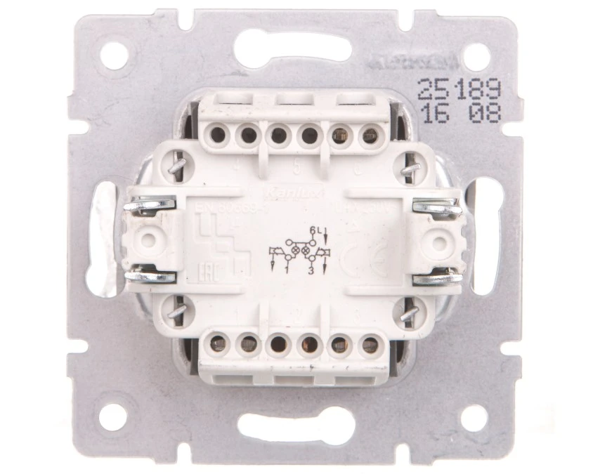 LOGI Łącznik zwierny podwójny LED śrubowy 10AX 250V srebrny 021023143 25189 - obrazek 2