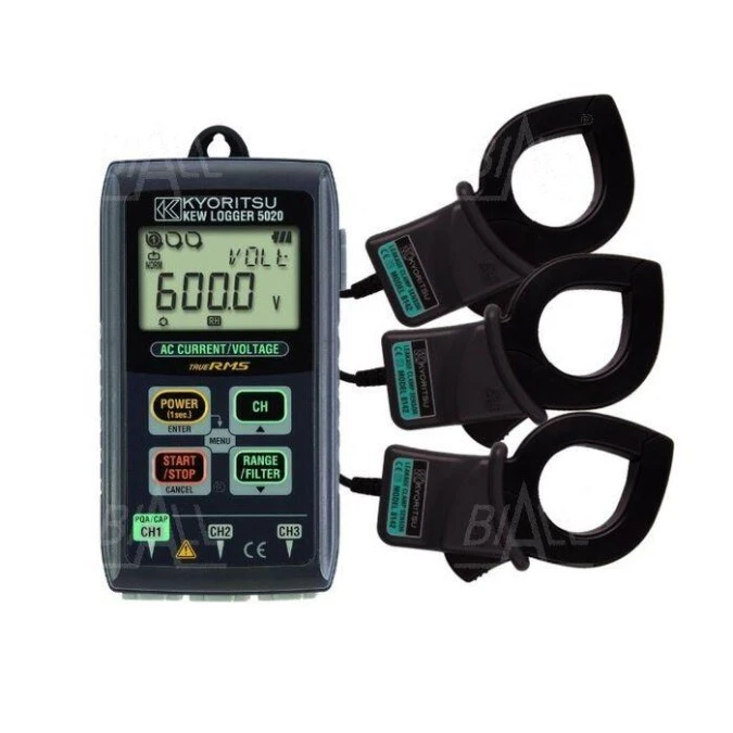 Logger / rejestrator prądu i napięcia AC + 3 cęgi 8142 1000mA KEW5020
