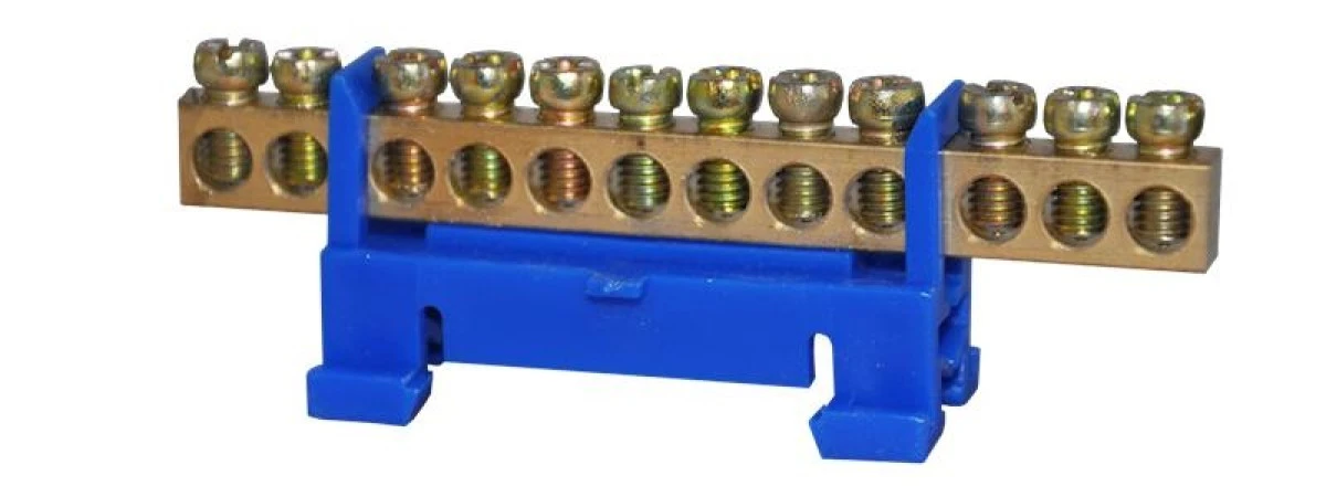 Listwa zaciskowa 12‑polowa 10mm2 TH35 niebieska LZ‑12B - obrazek 1