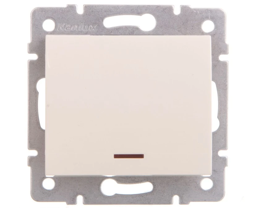 LOGI Łącznik jednobiegunowy z LED śrubowy 10AX 250V kremowy 021110103 25138 - obrazek 1
