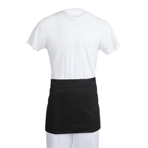 Biały krótki fartuch bistro czarny 750 x 373 mm 29,5 14,7 cala
