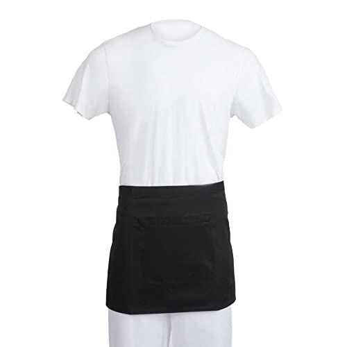 Biały krótki fartuch bistro czarny 750 x 373 mm 29,5 14,7 cala