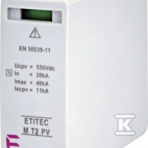 Moduł wymienny do ogranicznika przepięć Typ 2 (kl.C) do systemów PV modułów M T2 PV 750/20 002440524 Moduł wymienny do ogranicznika przepięć Typ 2 (kl.C) do systemów PV modułów M T2 PV 750/20 002440524