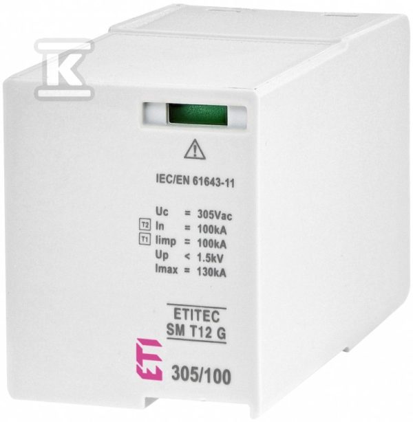 Moduł wymienny ogranicznika przepięć T1, T2 (B, C) – bez prądu upływu MOD. ETITEC SM T12 305/100 G 002440576