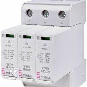 Ogranicznik przepięć T1, T2 (B, C) – do systemów PV ETITEC EM T12 PV 1100/6,25 Y RC 002440581 Ogranicznik przepięć T1, T2 (B, C) – do systemów PV ETITEC EM T12 PV 1100/6,25 Y RC 002440581