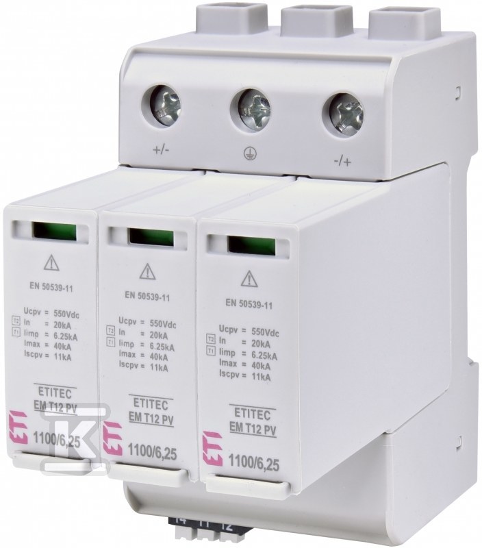 Ogranicznik przepięć T1, T2 (B, C) - do systemów PV ETITEC EM T12 PV 1100/6,25 Y RC 002440581 - obrazek 1