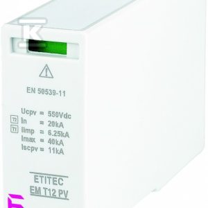 Moduł wymienny ogranicznika przepięć T1,T2 (kl.B,C) do systemów PV MOD. EM T12 PV 550/6,25 002440584 Moduł wymienny ogranicznika przepięć T1,T2 (kl.B,C) do systemów PV MOD. EM T12 PV 550/6,25 002440584