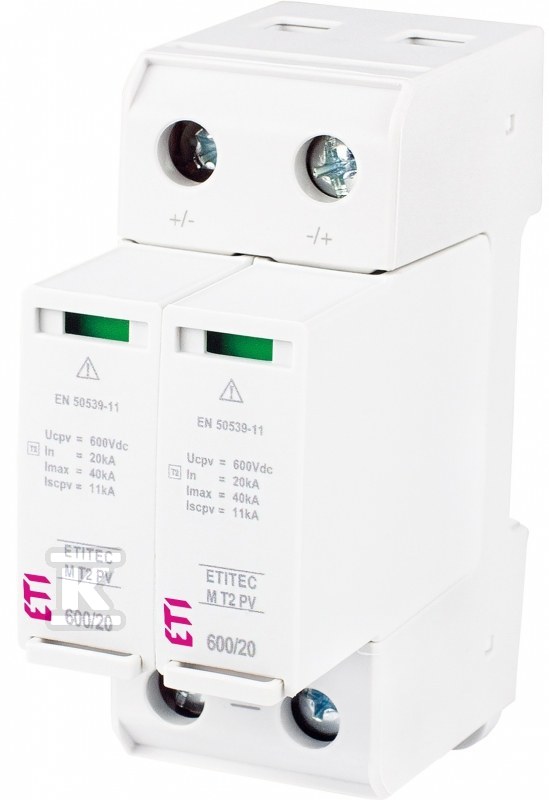 Ogranicznik przepięć T2 (C) – do systemów PV ETITEC M T2 PV 600/20 002440620