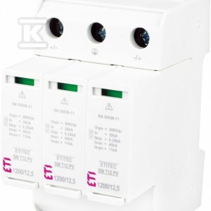 Modułowy ogranicznik przepięć ETITEC SM T12 PV 1200/12,5 Y RC 002440631 Modułowy ogranicznik przepięć ETITEC SM T12 PV 1200/12,5 Y RC 002440631