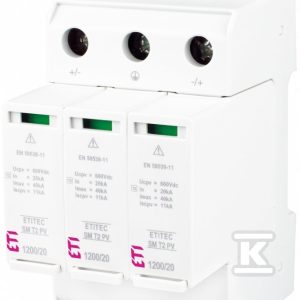 Ogranicznik przepięć T2 (C) – do systemów PV ETITEC SM T2 PV 1200/20 Y RC 002440635 Ogranicznik przepięć T2 (C) – do systemów PV ETITEC SM T2 PV 1200/20 Y RC 002440635