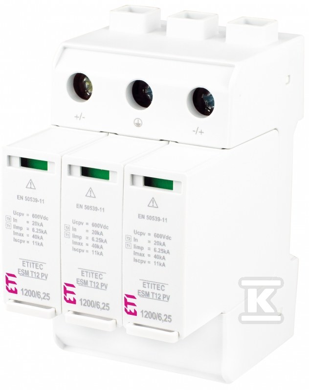 Ogranicznik przepięć T1, T2 (B, C) - do systemów PV ETITEC ESM T12 PV 1200/6,25 Y RC 002440641 - obrazek 1