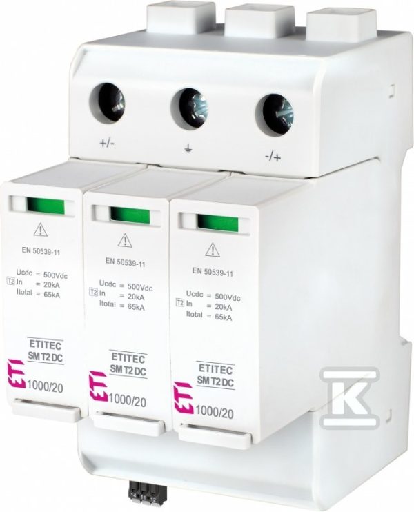 Ogranicznik przepięć T2 (B) – DC – bez prądu upływu ETITEC SM T2 DC 1000/20 Y RC 002440729