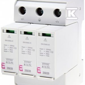 Ogranicznik przepięć T2 (C) – do systemów PV ETITEC M T2 PV 250/20 Y RC 002440733 Ogranicznik przepięć T2 (C) – do systemów PV ETITEC M T2 PV 250/20 Y RC 002440733