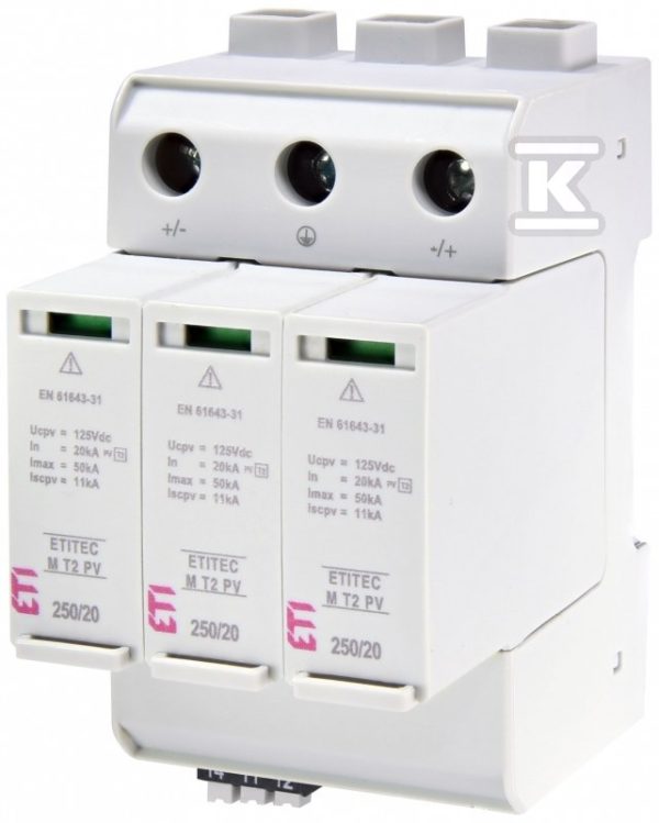 Ogranicznik przepięć T2 (C) – do systemów PV ETITEC M T2 PV 250/20 Y RC 002440733