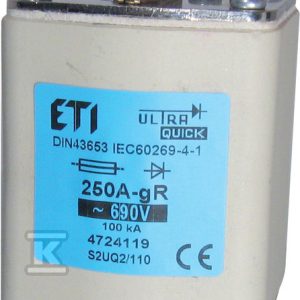 Wkładka bezpiecznikowa – NHS1/110 UQ2 gR 224A/690V – ultraszybka / zaciski śrubowe S 004723118 Wkładka bezpiecznikowa – NHS1/110 UQ2 gR 224A/690V – ultraszybka / zaciski śrubowe S 004723118