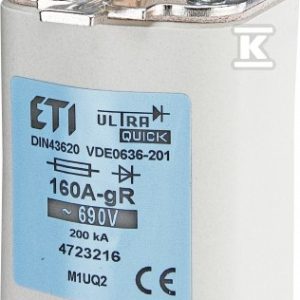 Wkładka bezpiecznikowa – NH1/K UQ2 gR 224A/690V – ultraszybka / z wybijakiem 004723247 Wkładka bezpiecznikowa – NH1/K UQ2 gR 224A/690V – ultraszybka / z wybijakiem 004723247