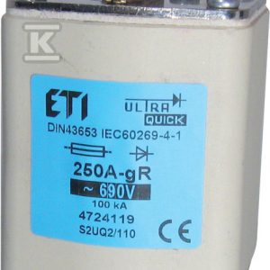 Wkładka bezpiecznikowa – NHS3/110 UQ2 gR 425A/690V – ultraszybka / zaciski śrubowe S 004725124 Wkładka bezpiecznikowa – NHS3/110 UQ2 gR 425A/690V – ultraszybka / zaciski śrubowe S 004725124