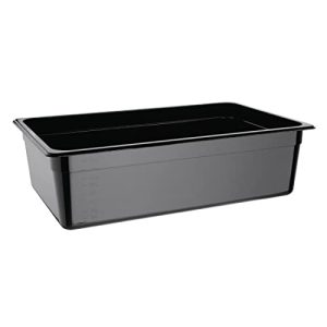 Vogue 1/1 pojemnik gastronomiczny 150 mm 19,5 l czarna patelnia do przechowywania żywności Vogue 1/1 pojemnik gastronomiczny 150 mm 19,5 l czarna patelnia do przechowywania żywności