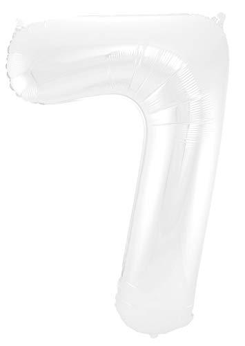 Folat Balon foliowy Cyfra 7 Biały Metaliczne Mat 86 cm Folat Balon foliowy Cyfra 7 Biały Metaliczne Mat 86 cm