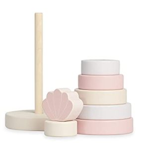 Jollein 120 001 66025 drewniany pierścień wieża muszla różowa Jollein 120 001 66025 drewniany pierścień wieża muszla różowa