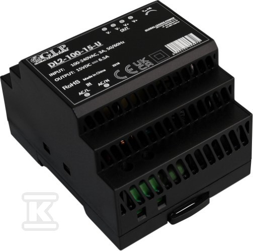 Zasilacz DL2-100-12-U o mocy 90W, stałonapięciowy zasilacz na szynę DIN w II klasie izolacji - obrazek 1
