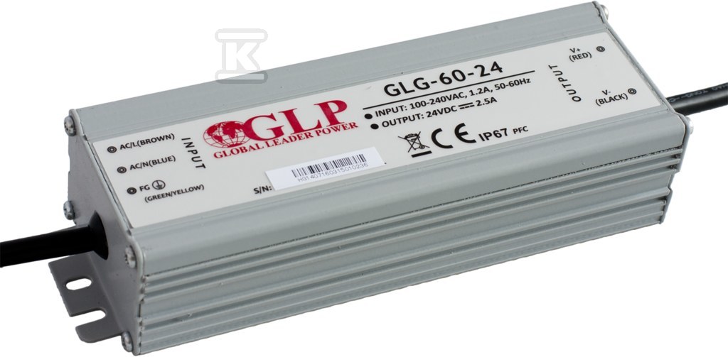 Zasilacz LED GLP 24V 2,5A 60W GLG-60-24 - obrazek 1