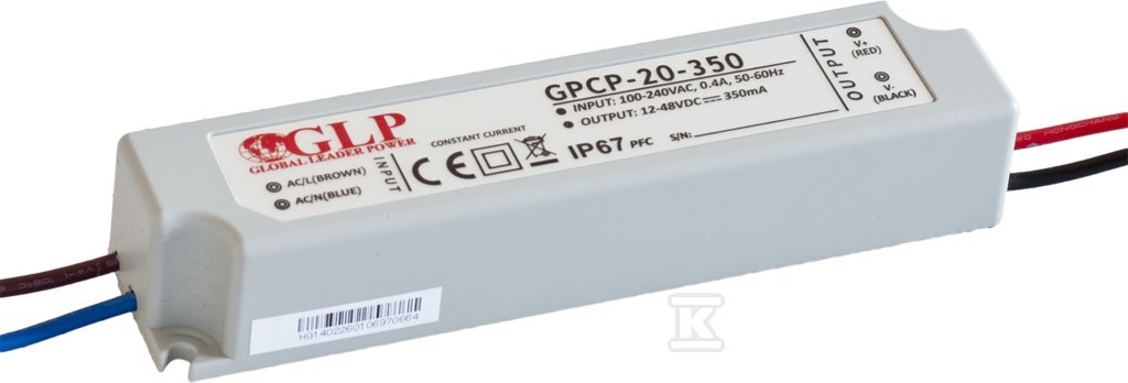 Zasilacz LED GLP 350mA/9-48V, GPCP GPCP-20-350 - obrazek 1