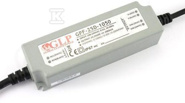 Zasilacz LED GLP 1050mA/15-24V, GPF GPF-25D-1050