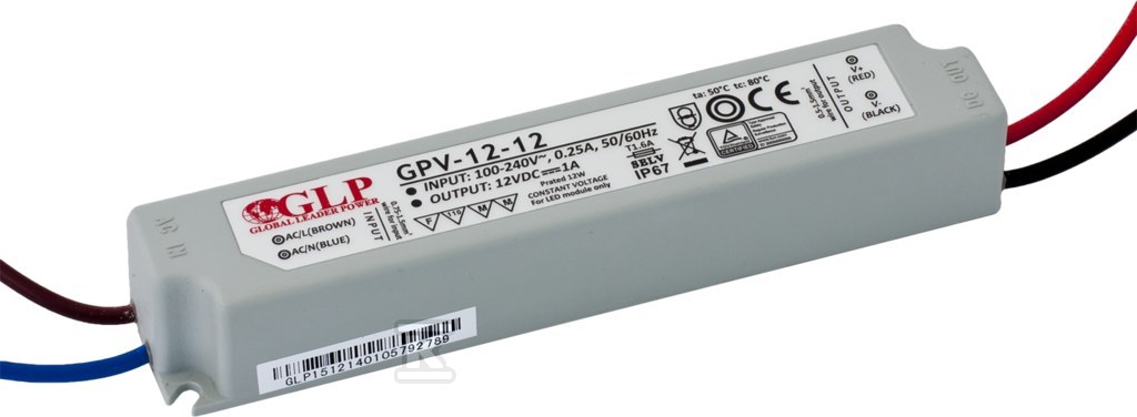 Zasilacz LED GLP 12V 1A 12W GPV-12-12 - obrazek 1