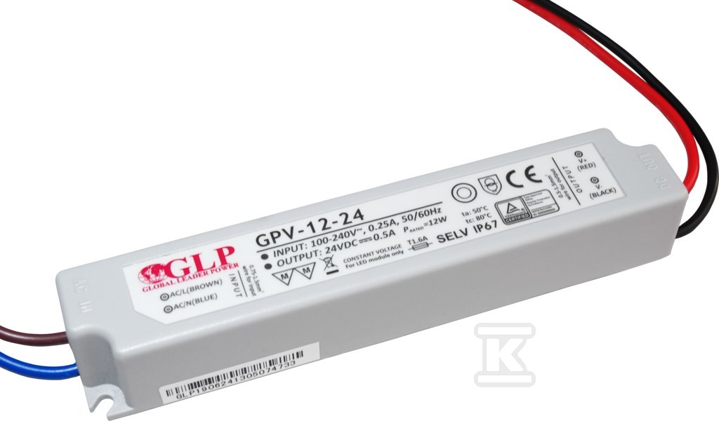 Zasilacz LED GLP 24V 0,5A 12W GPV-12-24 - obrazek 1
