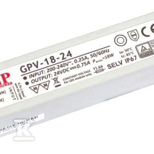 Zasilacz LED GLP 12V 1,5A 18W GPV-18-12 Zasilacz LED GLP 12V 1,5A 18W GPV-18-12