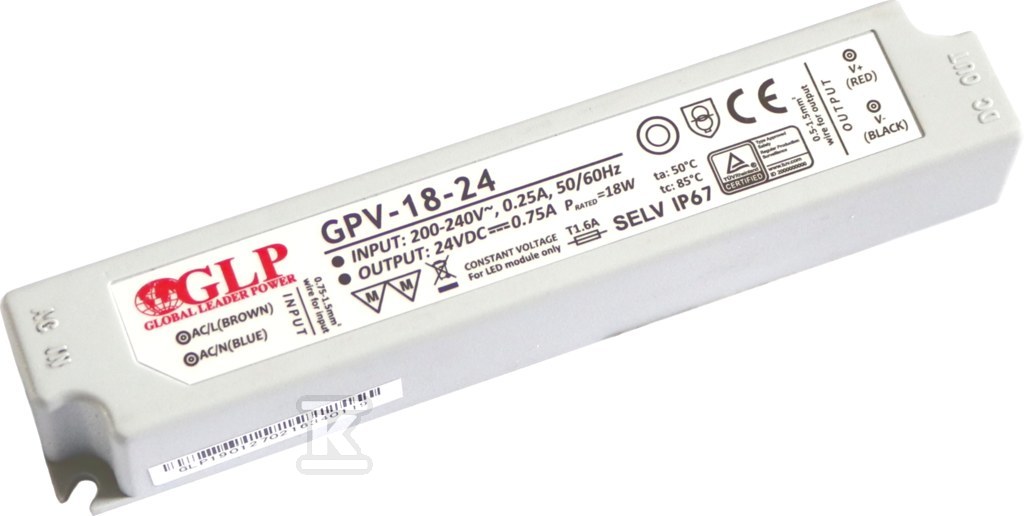 Zasilacz LED GLP 12V 1,5A 18W GPV-18-12 - obrazek 1