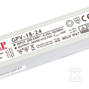 Zasilacz LED GLP 24V 0,75A 18W GPV-18-24 Zasilacz LED GLP 24V 0,75A 18W GPV-18-24