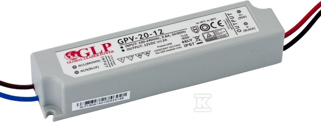 Zasilacz LED GLP 15V 1,33A 20W GPV-20-15 - obrazek 1