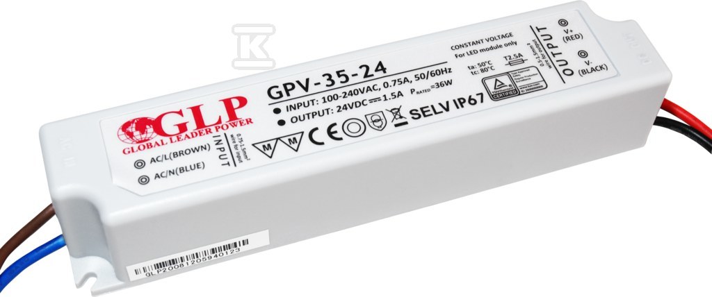 Zasilacz LED GLP 24V 1,5A 35W GPV-35-24 - obrazek 1