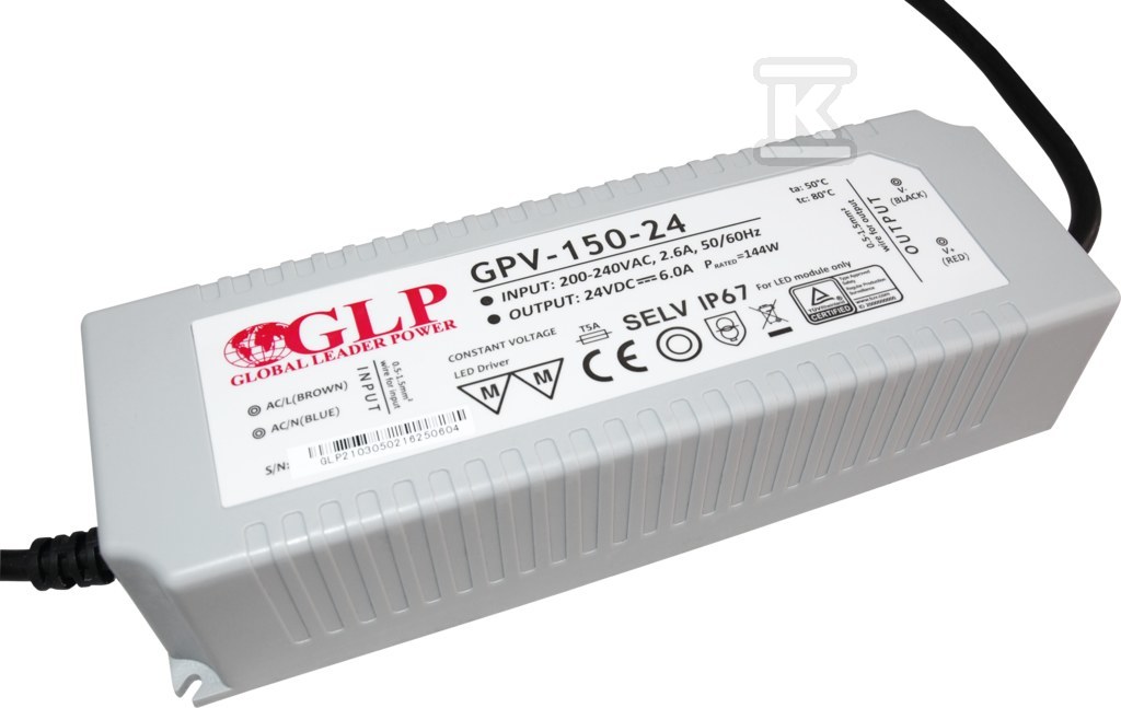 Zasilacz LED GLP 24V, 6,2A, 150W GPV-150-24 - obrazek 1