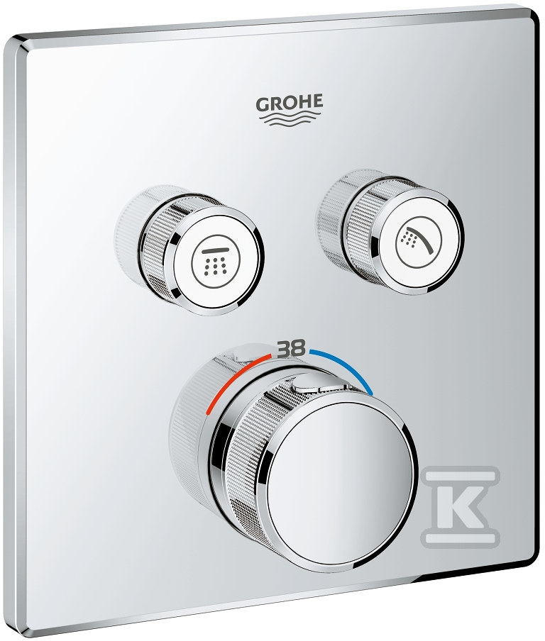 Bateria termostatyczna Grohtherm SmartControl, 2 wyjścia, chrom, blokada bezpieczeństwa, montaż podtynkowy 29124000 - obrazek 1