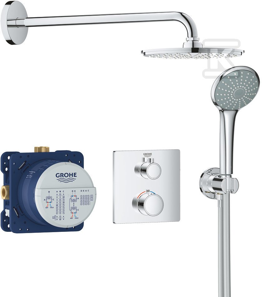 Zestaw prysznicowy podtynkowy Grohtherm, Rainshower Cosmopolitan 210, chrom 34734000 - obrazek 1
