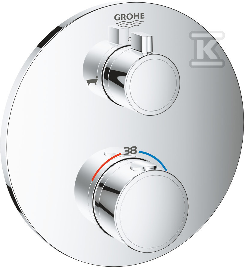 Bateria wannowa termostatyczna, Grohtherm, 2 wyjścia, chrom, ogranicznik temperatury 24077000 - obrazek 1