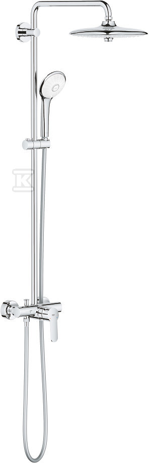 System prysznicowy Euphoria System 260, chrom bateria ścienna, ramię 450mm, deszczownica 3 strumienie, prysznic ręczny 3 strumienie, przepływ 9,5 l/min 27473002 - obrazek 1