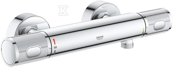 Bateria prysznicowa GROHE Grohtherm 1000 Performance – termostatyczna, chrom, blokada bezpieczeństwa SafeStop, izolowany metalowy korpus CoolTouch, oszczędnościowy przycisk Eco, radełkowane uchwyty 34827000