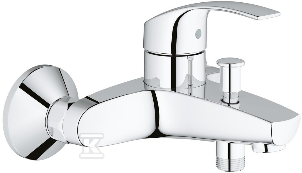 Bateria wannowa jednouchwytowa Eurosmart - chrom, montaż ścienny, głowica ceramiczna 35 mm, z ogranicznikiem temperatury 33300002 - obrazek 1