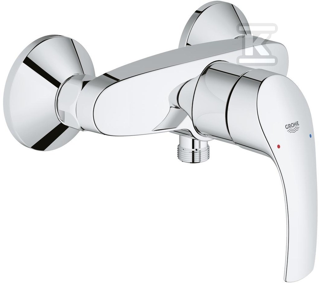 Bateria prysznicowa Eurosmart, jednouchwytowa, chrom, montaż naścienny, głowica 35 mm, ogranicznik temperatury 33555002 - obrazek 1