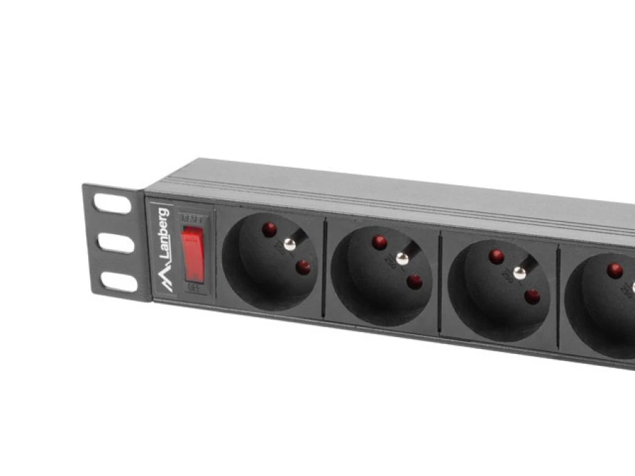 Listwa zasilająca RACK PDU 19 LANBERG 1U 16A 9X 230V PL 3M czarna - obrazek 2