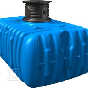 Zbiornik podziemny na deszczówkę PEHD FLAT M 3000L, płaski, z nadbudową D500 H400-780 (wloty 3xDN110), kolor niebieski W-414