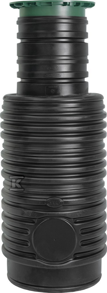 Zbiornik technologiczny / pompowni / studni chłonnej PEHD 600x400T, D600mm, pojemność 400L, H=1710mm, podziemny, cylindryczny, nadbudowa D400 H500 (kod 330341), z pokrywą teleskopową D400 (kod 340114) W-493