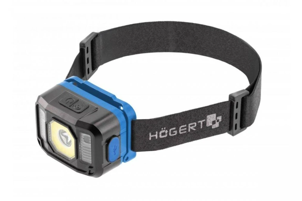 Latarka LED czołowa akumulatorkowa z USB 6 funkcji COB HT1E422 - obrazek 1