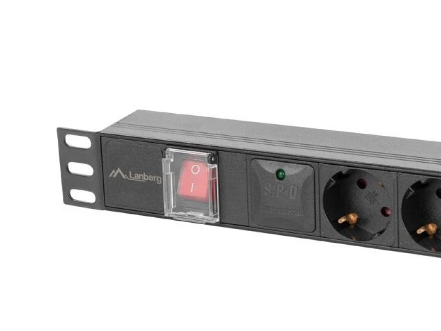 Listwa zasilająca rack pdu 19 lanberg 1u 16a 6x 230v pl 2m czarna c14 PDU‑06E‑0200‑IEC‑BK - obrazek 3